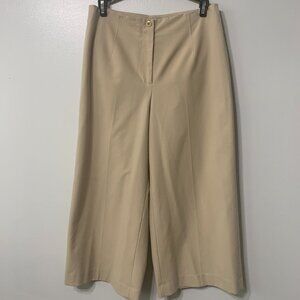 Vintage 90s Talbots Brown Tan Wide Leg Ankle Lenght Dress Pants Womens 6 Stretch